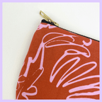 SPRING - OCHER AND PINK FLORAL POUCH